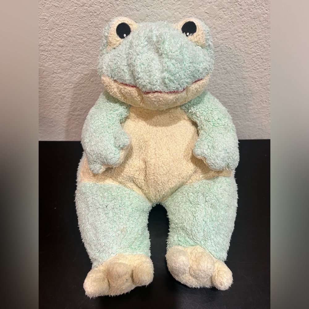 Vintage 1999 Ty Beanie Babies Pillow Pals Green Pastel Frog Sitting baby Plush